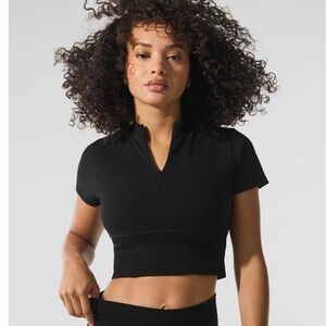 ALO NEW WITH TAGS Black Women's Zip-Up Crop Top - retail $78